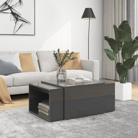 vidaXL 3-tlg. Satztisch-Set Hochglanz-Grau 60x60x38 cm