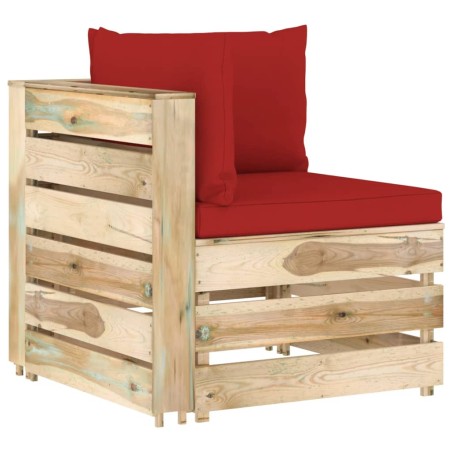 vidaXL Modulares Ecksofa mit Kissen Grün Imprägniertes Holz