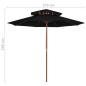 vidaXL Sonnenschirm mit Doppeldach und Holzmast Schwarz 270 cm vidaXL Sonnenschirm mit Doppeldach und Holzmast Schwarz 270 cm