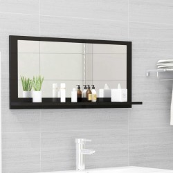 vidaXL Badspiegel Hochglanz-Schwarz 80x10,5x37cm Holzwerkstoff