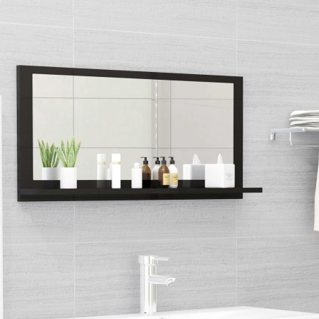 vidaXL Badspiegel Hochglanz-Schwarz 80x10,5x37cm Holzwerkstoff