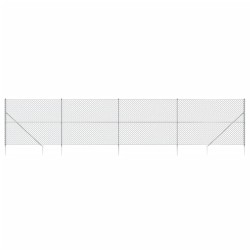 Maschendrahtzaun mit Bodenhülsen Silbern 2,2x10 m