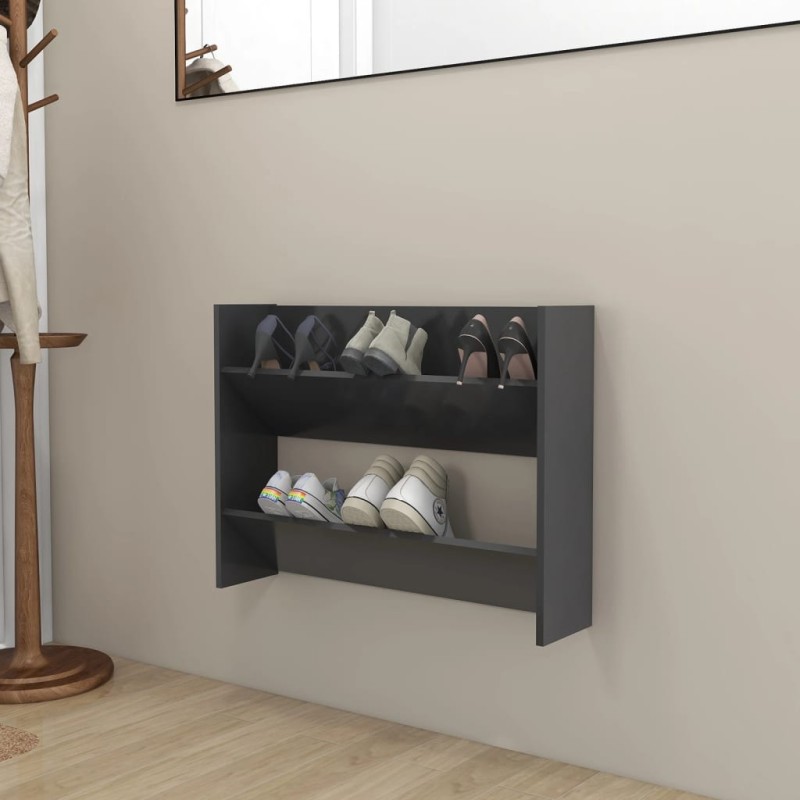 vidaXL Wand-Schuhschrank Grau 80x18x60 cm Holzwerkstoff vidaXL Wand-Schuhschrank Grau 80x18x60 cm Holzwerkstoff