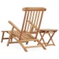 vidaXL Garten-Liegestuhl mit Fußstütze und Tisch Massivholz Teak vidaXL Garten-Liegestuhl mit Fußstütze und Tisch Massivholz Teak