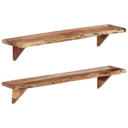 vidaXL Wandregal 2 Stk. 110x20x18 cm Massivholz Akazie