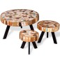 vidaXL Dreiteiliges Couchtisch-Set Altholz Massiv vidaXL Dreiteiliges Couchtisch-Set Altholz Massiv