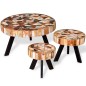 vidaXL Dreiteiliges Couchtisch-Set Altholz Massiv vidaXL Dreiteiliges Couchtisch-Set Altholz Massiv