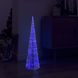 vidaXL LED-Kegel Acryl Weihnachtsdeko Pyramide Blau 90 cm