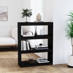 vidaXL Bücherregal Raumteiler Schwarz 80x30x103,5 cm Massivholz Kiefer