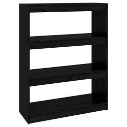 vidaXL Bücherregal Raumteiler Schwarz 80x30x103,5 cm Massivholz Kiefer