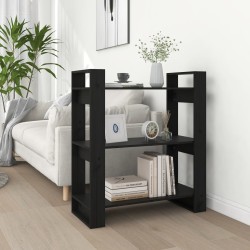 vidaXL Bücherregal/Raumteiler Schwarz 80x35x91 cm Massivholz Kiefer