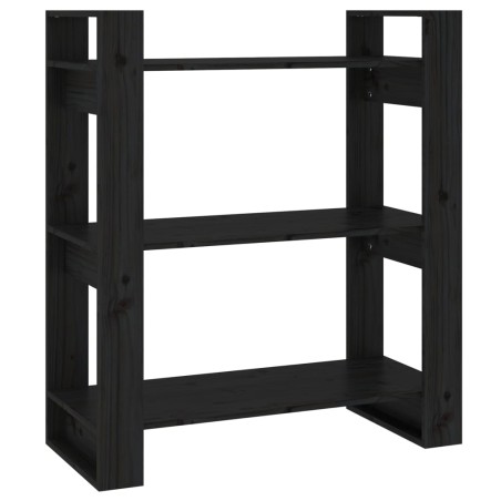vidaXL Bücherregal/Raumteiler Schwarz 80x35x91 cm Massivholz Kiefer