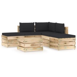 vidaXL 6-tlg. Garten-Lounge-Set mit Kissen Grün Imprägniertes Holz