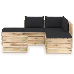 vidaXL 6-tlg. Garten-Lounge-Set mit Kissen Grün Imprägniertes Holz