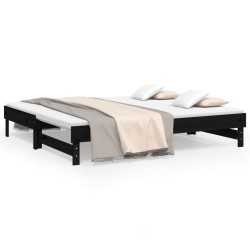 vidaXL Tagesbett Ausziehbar Schwarz 2x(90x190) cm Massivholz Kiefer