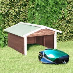 vidaXL Roboter-Rasenmäher Garage 72x87x50 cm Mocca Weiß Tannenholz