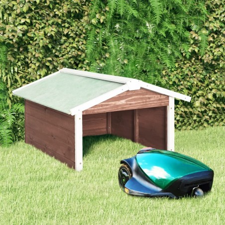 vidaXL Roboter-Rasenmäher Garage 72x87x50 cm Mocca Weiß Tannenholz