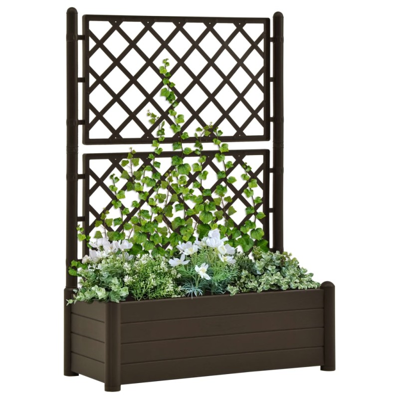 vidaXL Pflanzkübel mit Spalier 100x43x142 cm PP Mokka vidaXL Pflanzkübel mit Spalier 100x43x142 cm PP Mokka