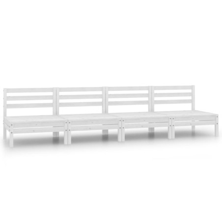 vidaXL Garten-Mittelsofas 4 Stk. Weiß Kiefer Massivholz 