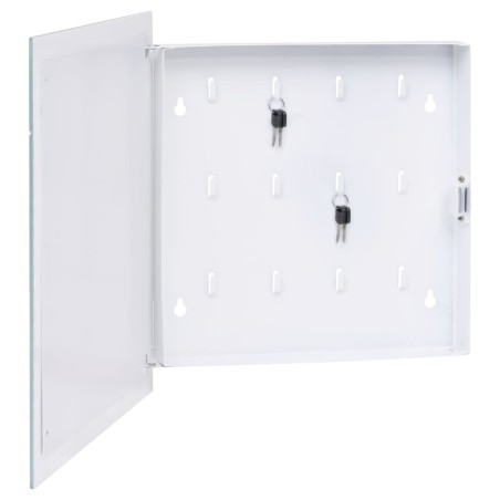 vidaXL Schlüsselkasten mit Magnettafel Weiß 35x35x5,5 cm 