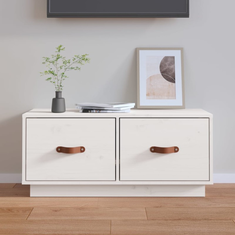 vidaXL TV-Schrank Weiß 80x34x35 cm Massivholz Kiefer vidaXL TV-Schrank Weiß 80x34x35 cm Massivholz Kiefer