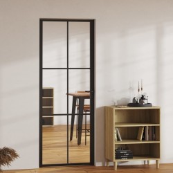 vidaXL Innentür ESG Glas und Aluminium 76x201,5 cm Schwarz