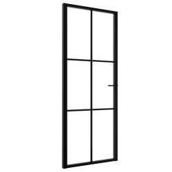 vidaXL Innentür ESG Glas und Aluminium 76x201,5 cm Schwarz