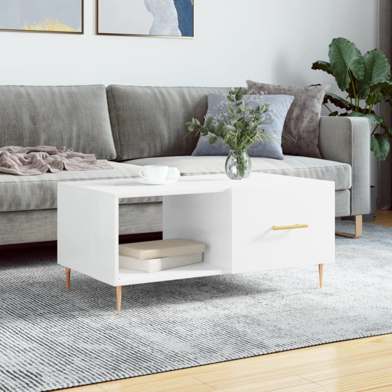 vidaXL Couchtisch Hochglanz-Weiß 90x50x40 cm Holzwerkstoff vidaXL Couchtisch Hochglanz-Weiß 90x50x40 cm Holzwerkstoff