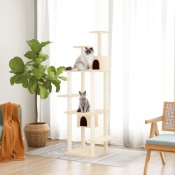vidaXL Kratzbaum mit Sisal-Kratzsäulen Creme 176 cm