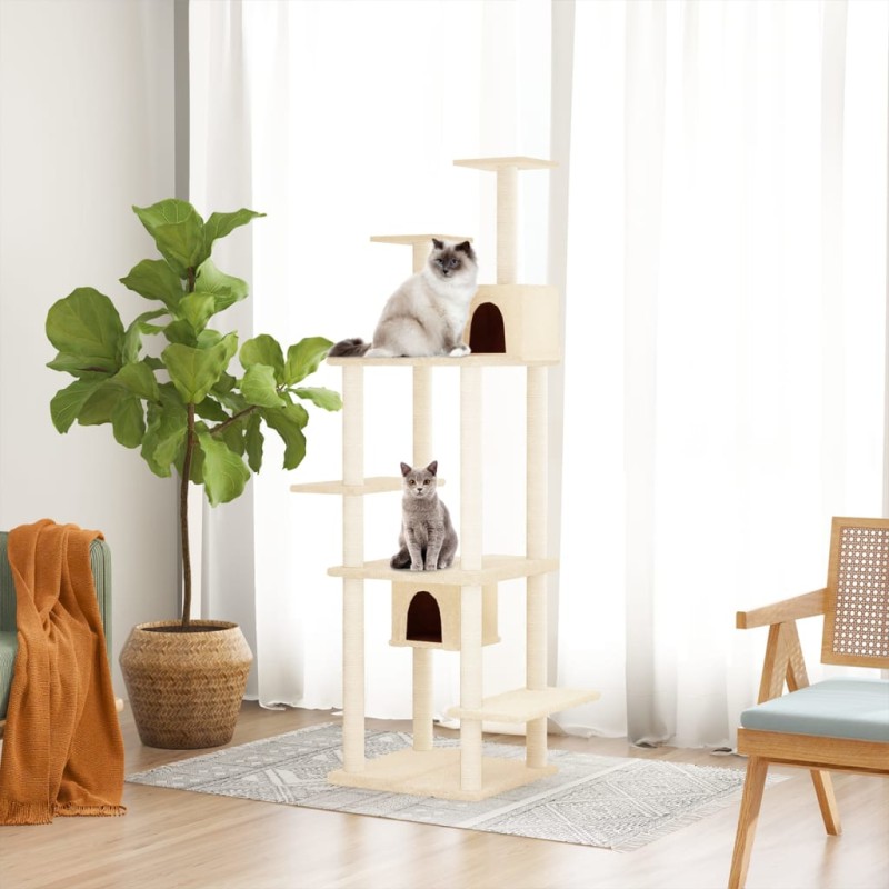 vidaXL Kratzbaum mit Sisal-Kratzsäulen Creme 176 cm vidaXL Kratzbaum mit Sisal-Kratzsäulen Creme 176 cm
