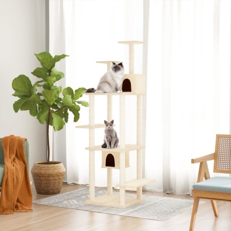 vidaXL Kratzbaum mit Sisal-Kratzsäulen Creme 176 cm