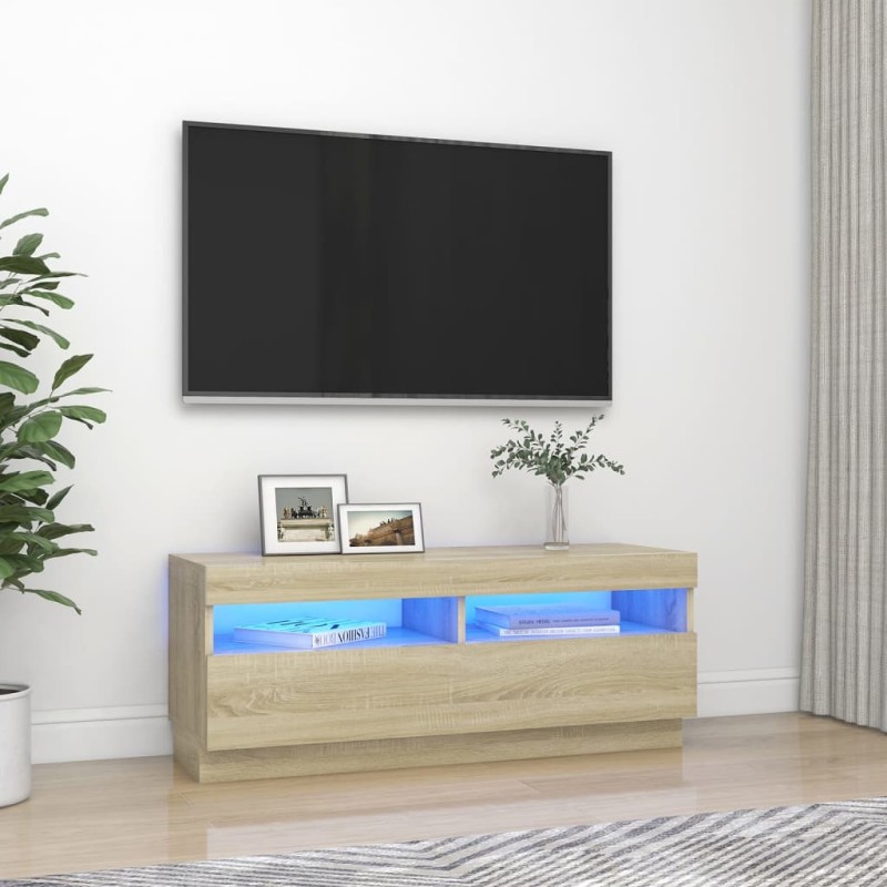 vidaXL TV-Schrank mit LED-Leuchten Sonoma-Eiche 100x35x40 cm vidaXL TV-Schrank mit LED-Leuchten Sonoma-Eiche 100x35x40 cm