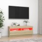 vidaXL TV-Schrank mit LED-Leuchten Sonoma-Eiche 100x35x40 cm vidaXL TV-Schrank mit LED-Leuchten Sonoma-Eiche 100x35x40 cm