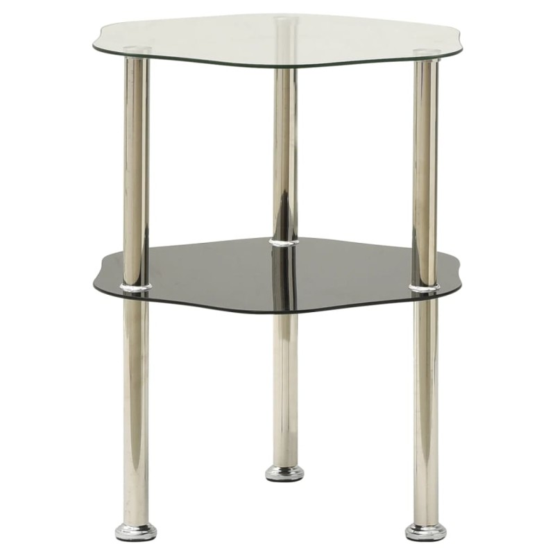 vidaXL Beistelltisch mit 2 Ablagen Transparent 38x38x50 cm Hartglas vidaXL Beistelltisch mit 2 Ablagen Transparent 38x38x50 cm Hartglas