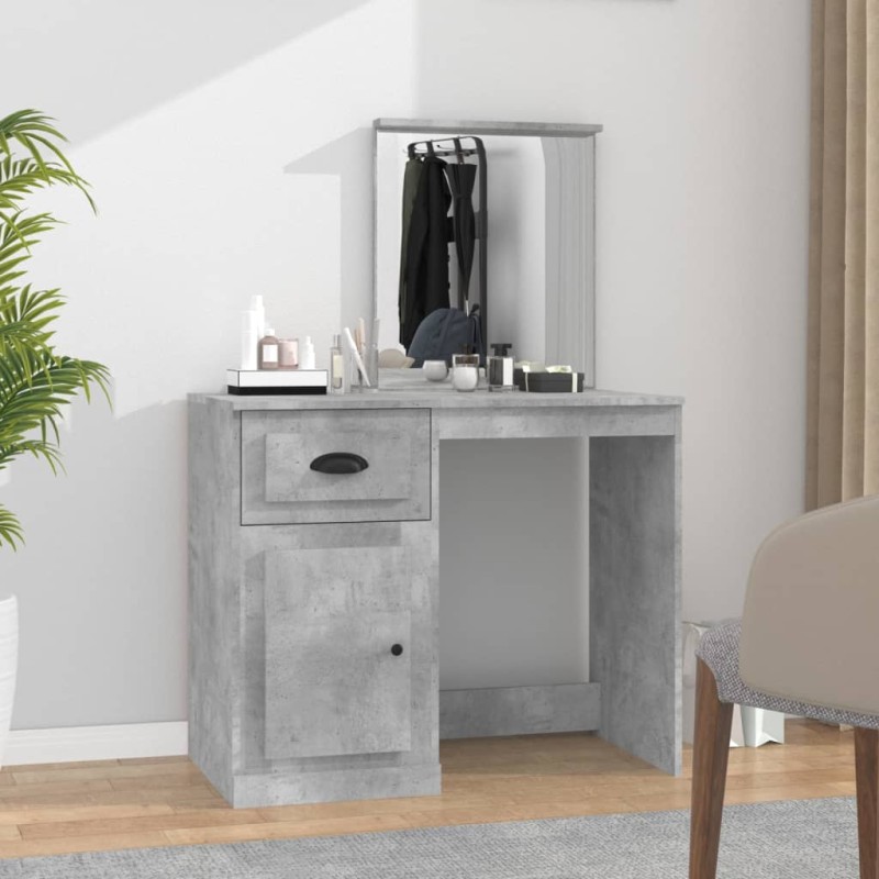 vidaXL Schminktisch mit Spiegel Betongrau 90x50x132,5 cm Holzwerkstoff vidaXL Schminktisch mit Spiegel Betongrau 90x50x132,5 cm Holzwerkstoff