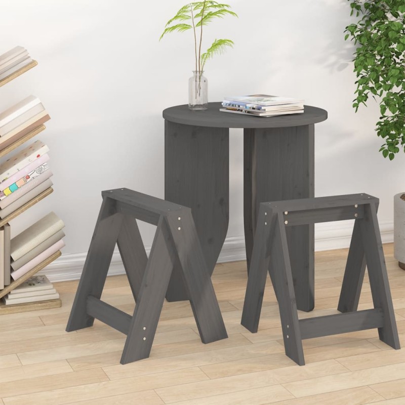 vidaXL Hocker 2 Stk. Grau 40x40x45 cm Massivholz Kiefer vidaXL Hocker 2 Stk. Grau 40x40x45 cm Massivholz Kiefer
