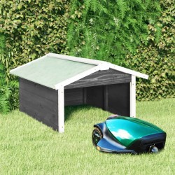 vidaXL Roboter-Rasenmäher Garage 72x87x50 cm Grau Weiß Tannenholz