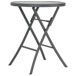 vidaXL Klappbarer Bistrotisch Grau 60 x 70 cm Glas und Stahl