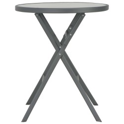vidaXL Klappbarer Bistrotisch Grau 60 x 70 cm Glas und Stahl