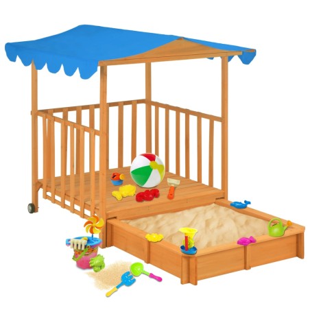 vidaXL Kinderspielhaus mit Sandkasten Tannenholz Blau UV50 