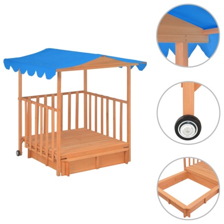 vidaXL Kinderspielhaus mit Sandkasten Tannenholz Blau UV50 