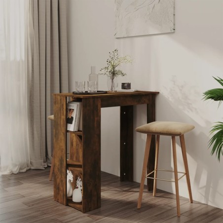 vidaXL Bartisch mit Regal Räuchereiche 102x50x103,5 cm Holzwerkstoff