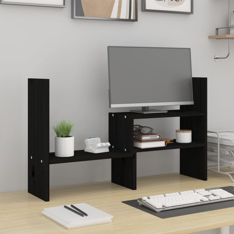 vidaXL Monitorständer Schwarz (39-72)x17x43 cm Massivholz Kiefer vidaXL Monitorständer Schwarz (39-72)x17x43 cm Massivholz Kiefer