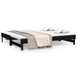 vidaXL Tagesbett Ausziehbar Schwarz 2x(80x200) cm Massivholz Kiefer