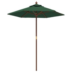vidaXL Sonnenschirm mit Holzmast Grün 196x231 cm