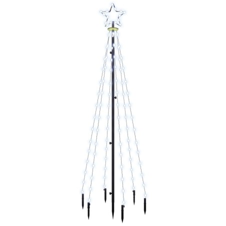 vidaXL LED-Weihnachtsbaum mit Erdnägeln Kaltweiß 108 LEDs 180 cm