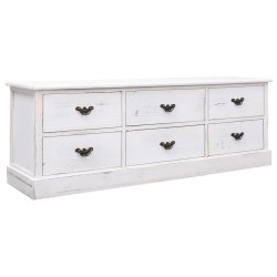 vidaXL TV-Schrank Antik-Weiß 108x30x40 cm Massivholz Paulownia