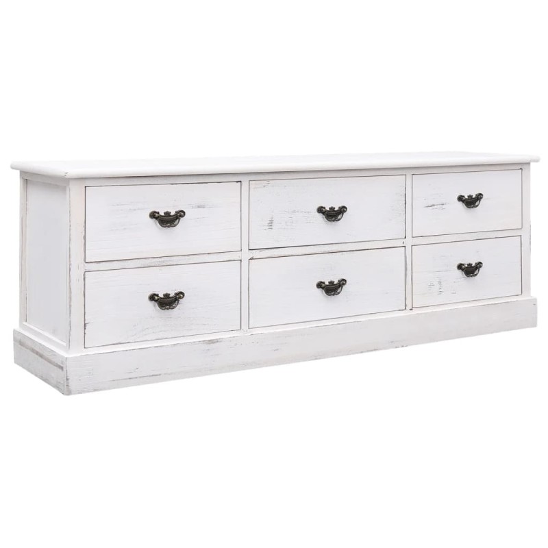 vidaXL TV-Schrank Antik-Weiß 108x30x40 cm Massivholz Paulownia vidaXL TV-Schrank Antik-Weiß 108x30x40 cm Massivholz Paulownia