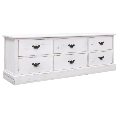 vidaXL TV-Schrank Antik-Weiß 108x30x40 cm Massivholz Paulownia