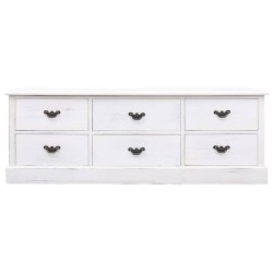 vidaXL TV-Schrank Antik-Weiß 108x30x40 cm Massivholz Paulownia